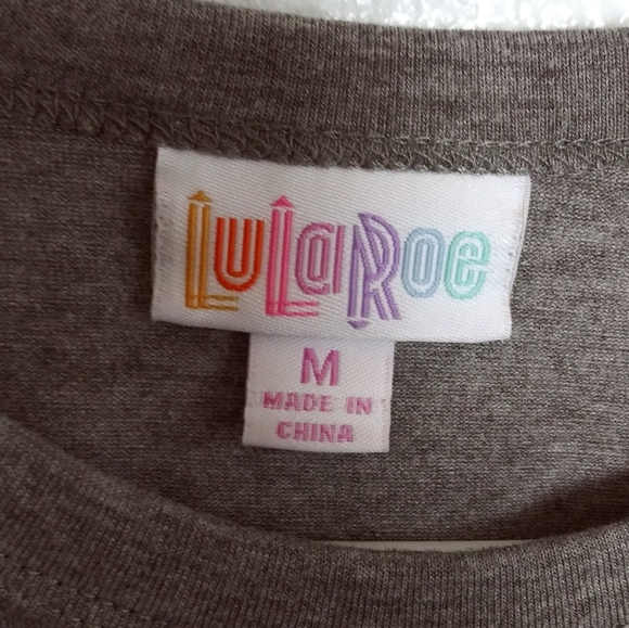 LulaRoe Randy Baseball T Shirt Women's Size M Grey Yellow Print - Picture 7 of 7